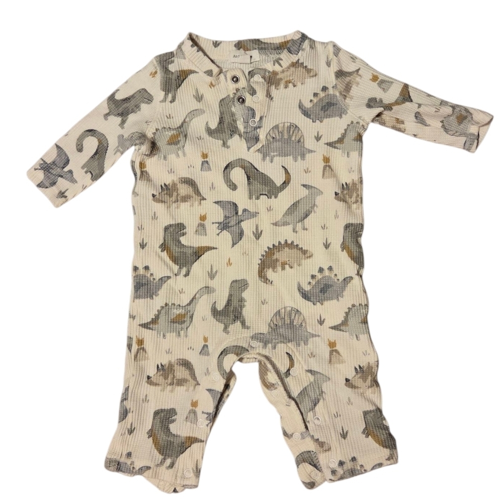 Angel Dear CRAYON DINOS THERMAL Snap ONESIE Bamboo 3 To 6‎ Months